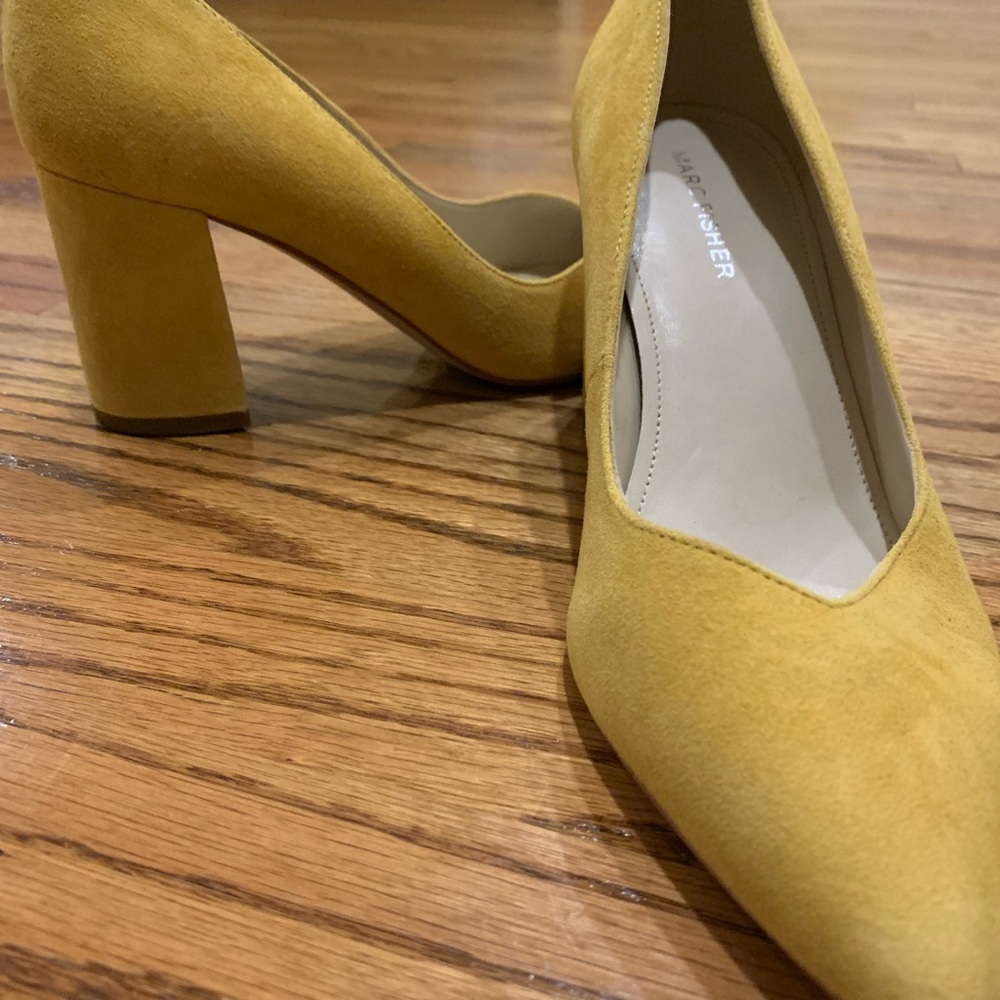 Marc Fisher Zala Block Heels in Canary Yellow - Picture 15 of 15